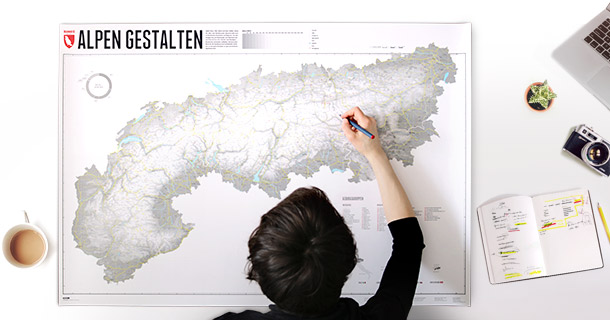 Landkarte Alpen Gestalten zum Einzeichnen
