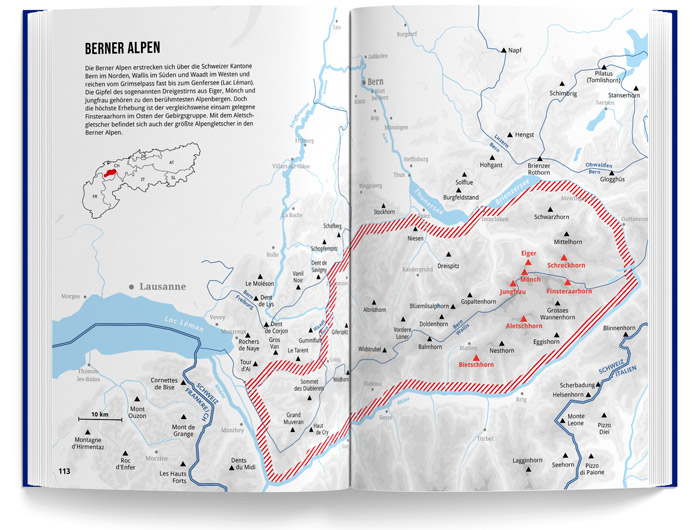 Berge der Alpen Buch – Gebirgsgruppen Karte