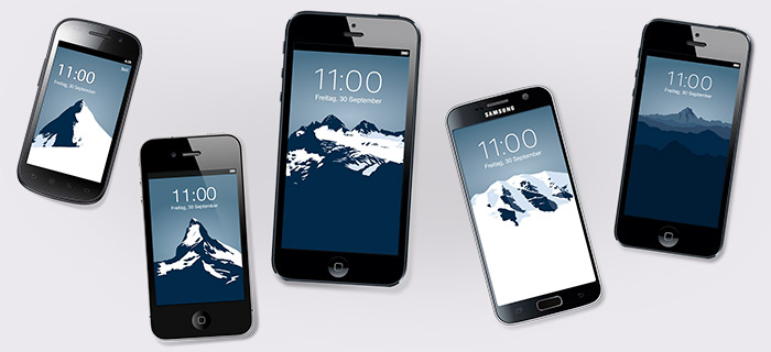Illustrierte Berge als kostenlose Hintergrundbilder fürs Smartphone