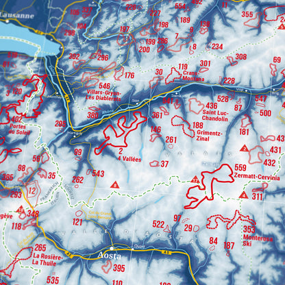 Alpenkarte mit allen Skigebieten – Detail Kartenausschnitt