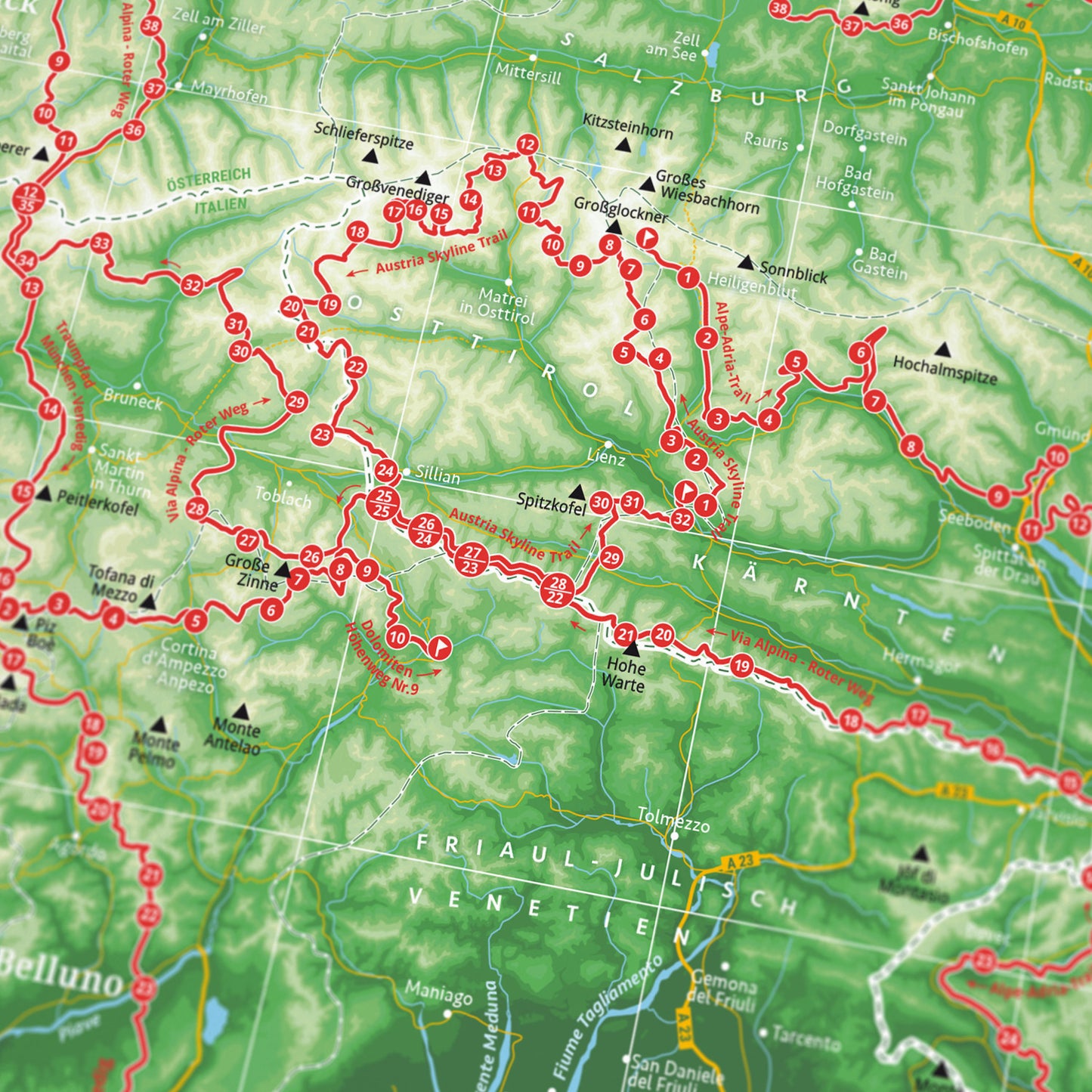 Detailansicht: Alpenkarte 111 Berge als Wandkarte (5 von 5)