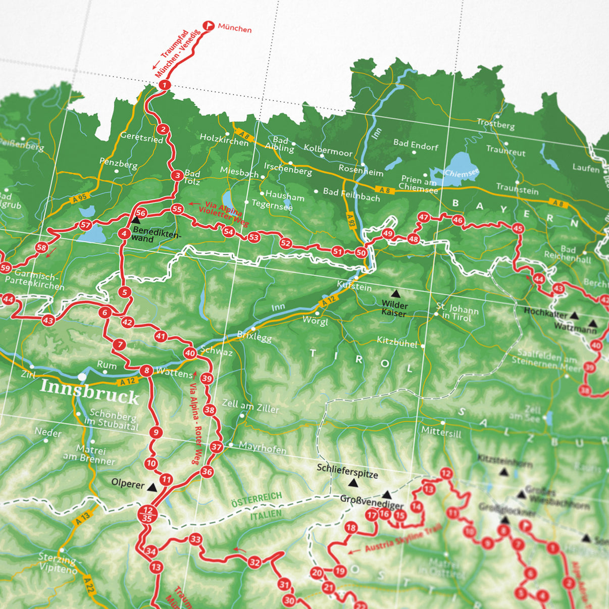 Detailansicht: Alpenkarte 111 Berge als Wandkarte (1 von 5)