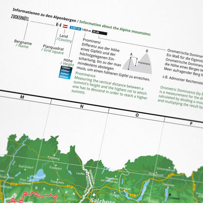 Detailansicht: Alpenkarte 111 Berge als Wandkarte (4 von 5)