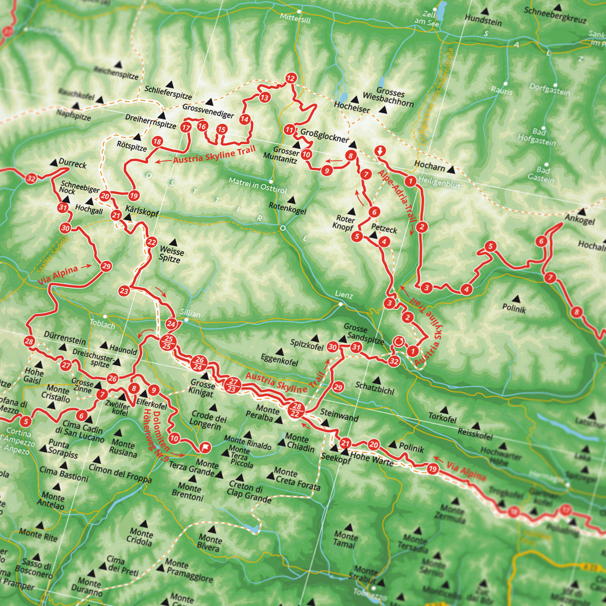 Detailansicht: Alpenkarte 1001 Berge als Wandkarte (1 von 6)