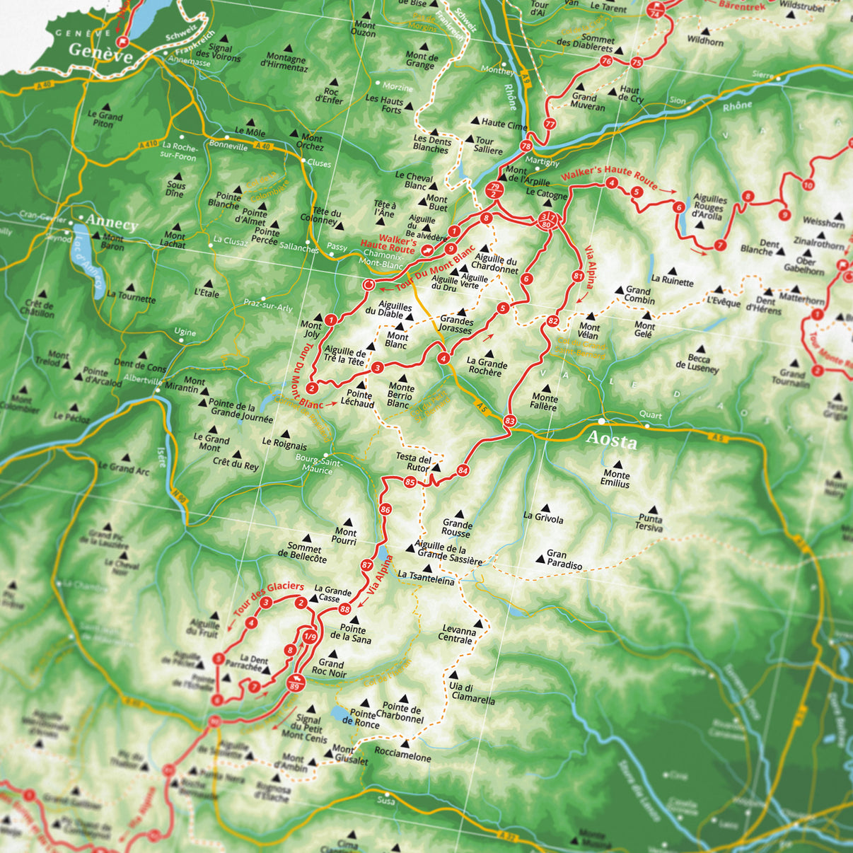 Detailansicht: Alpenkarte 1001 Berge als Wandkarte (2 von 6)
