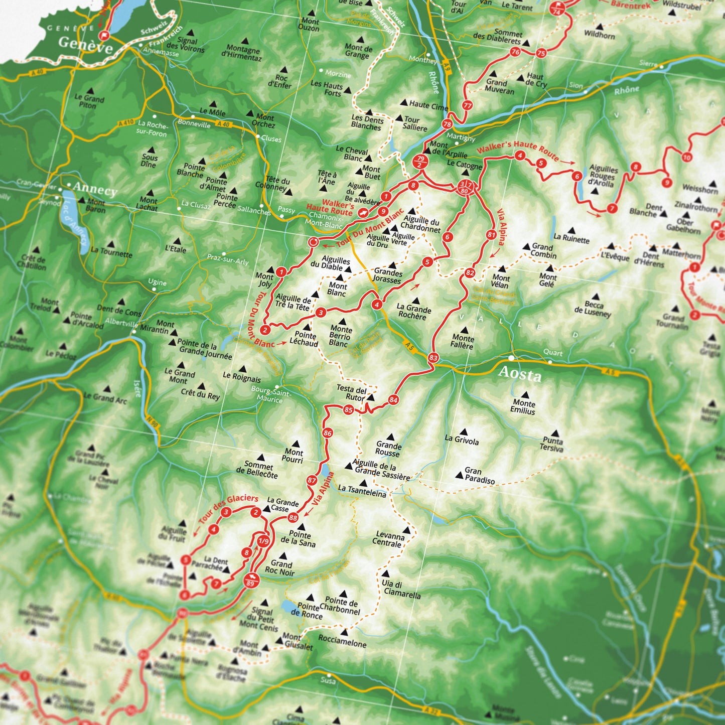Detailansicht: Alpenkarte 1001 Berge als Wandkarte (2 von 6)