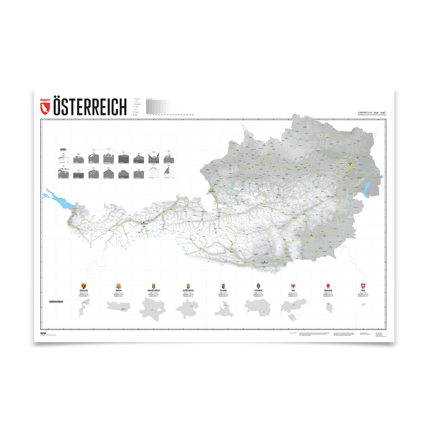 Österreich Karte – illustrierte Wandkarte von Marmota Maps