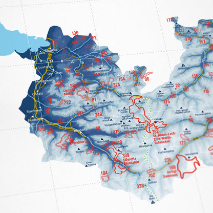 Detail view: Ski Resorts of Austria as a Wandkarte (1 of 5)