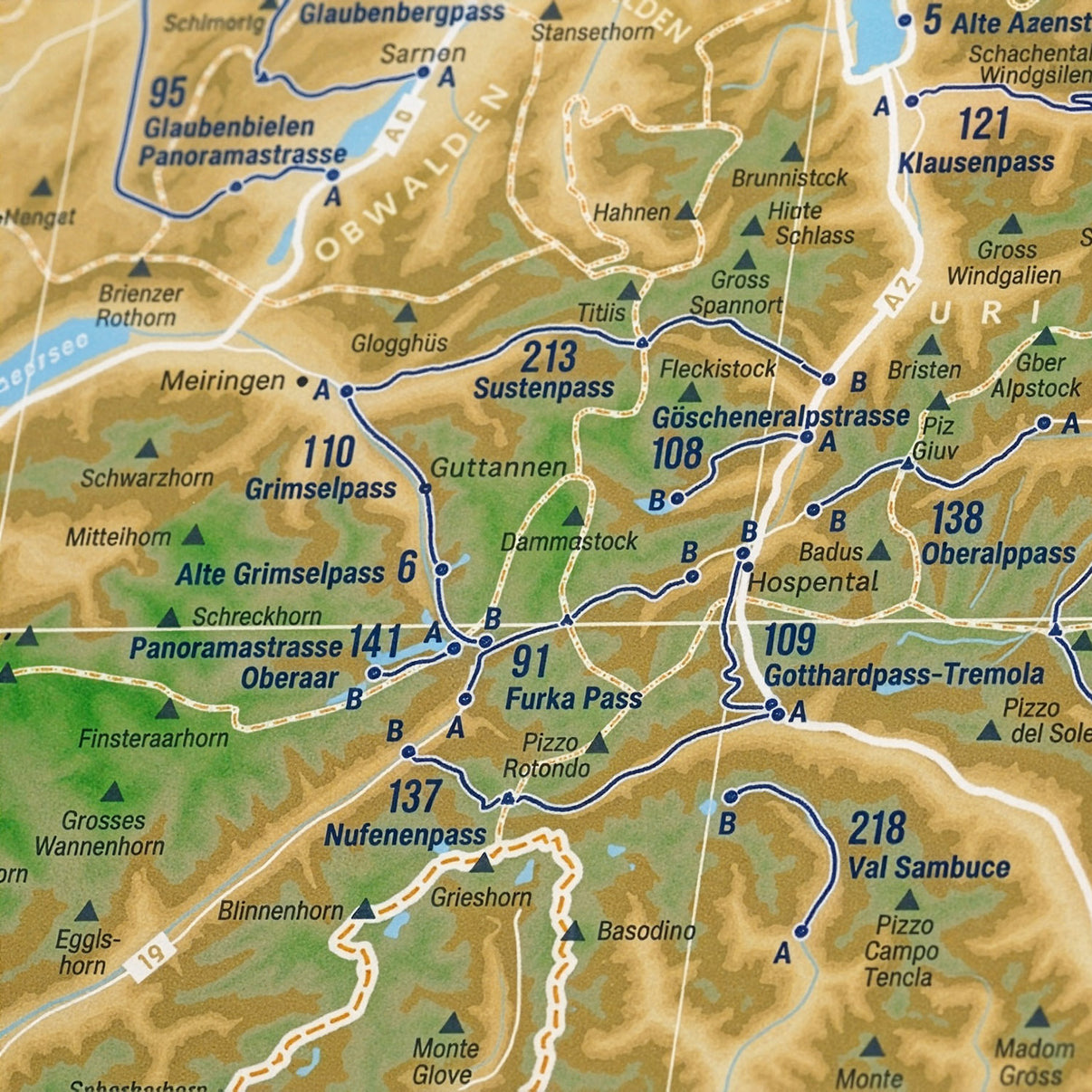 Detail view: 222 Mountain Passes of the Alps as a Wandkarte (1 of 4)