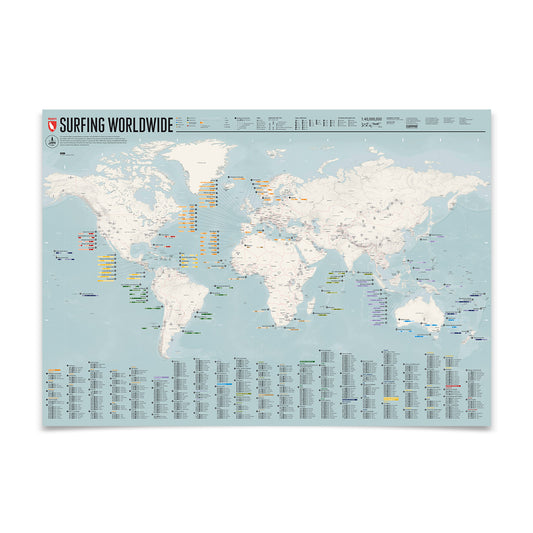Surfing Worldwide - Karte – illustrierte Wandkarte von Marmota Maps