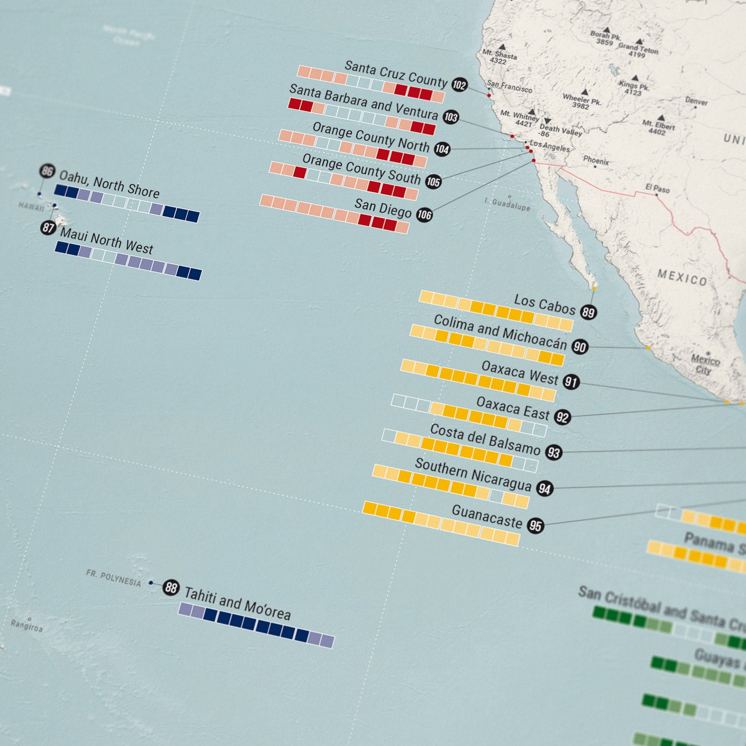 Detailansicht: Surfing Worldwide - Karte als Wandkarte (1 von 4)