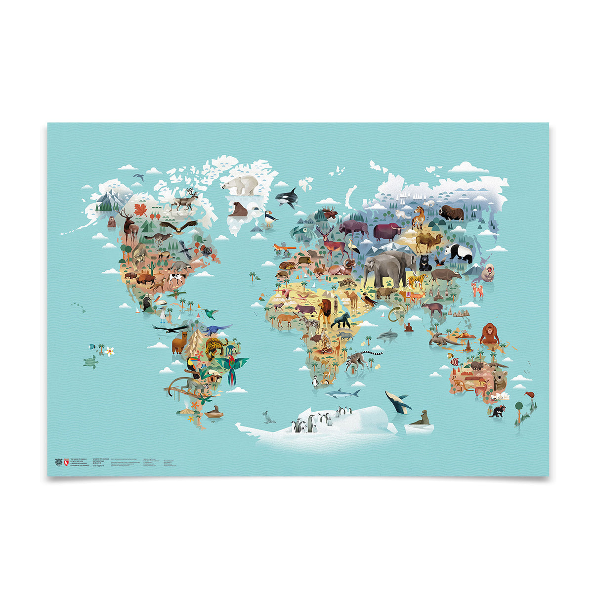 Die Welt der Tiere – illustrierte Wandkarte von Marmota Maps