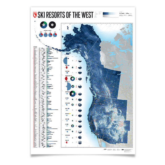 Ski Resorts of the West – illustrierte Wandkarte von Marmota Maps