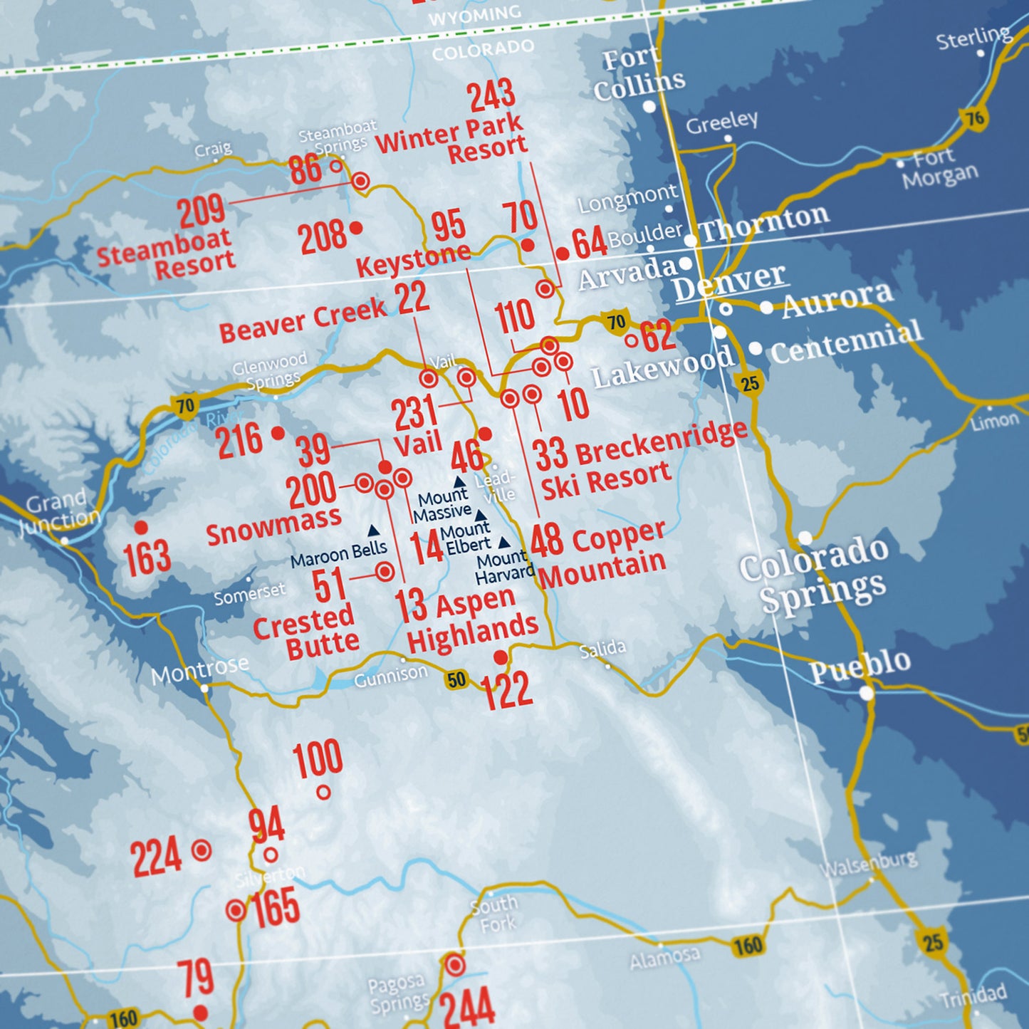 Detail view: Ski Resorts of the West as a Wandkarte (1 of 3)