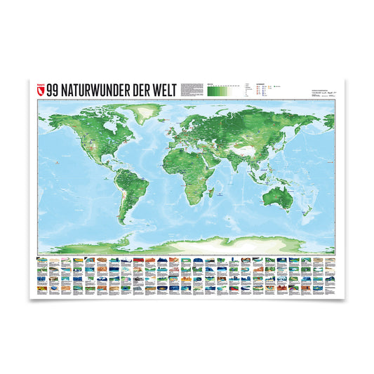 99 Naturwunder der Welt – illustrierte Wandkarte von Marmota Maps