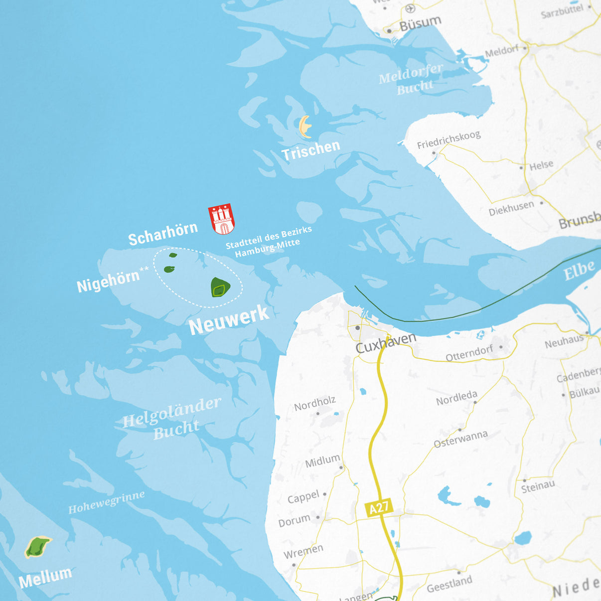 Detailansicht: Nordsee – die friesischen Inseln als Wandkarte (4 von 4)