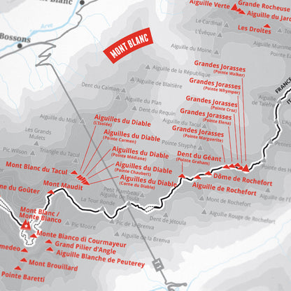 Detailansicht: 82 Viertausender der Alpen als Wandkarte (2 von 4)