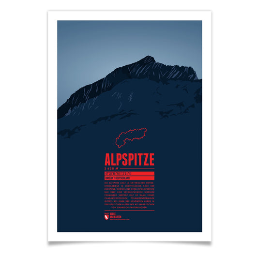 Alpspitze als illustrierter Druck von Marmota Maps (2628 m, Nördliche Kalkalpen)
