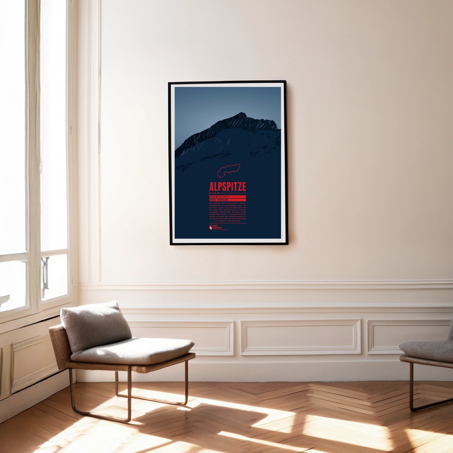 Alpspitze as a print hanging on a wall