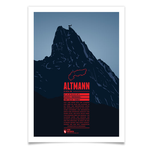 Altmann als illustrierter Druck von Marmota Maps (2435 m, Appenzeller Alpen)
