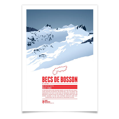 Becs de Bosson als illustrierter Druck von Marmota Maps (3149 m, Walliser Alpen)