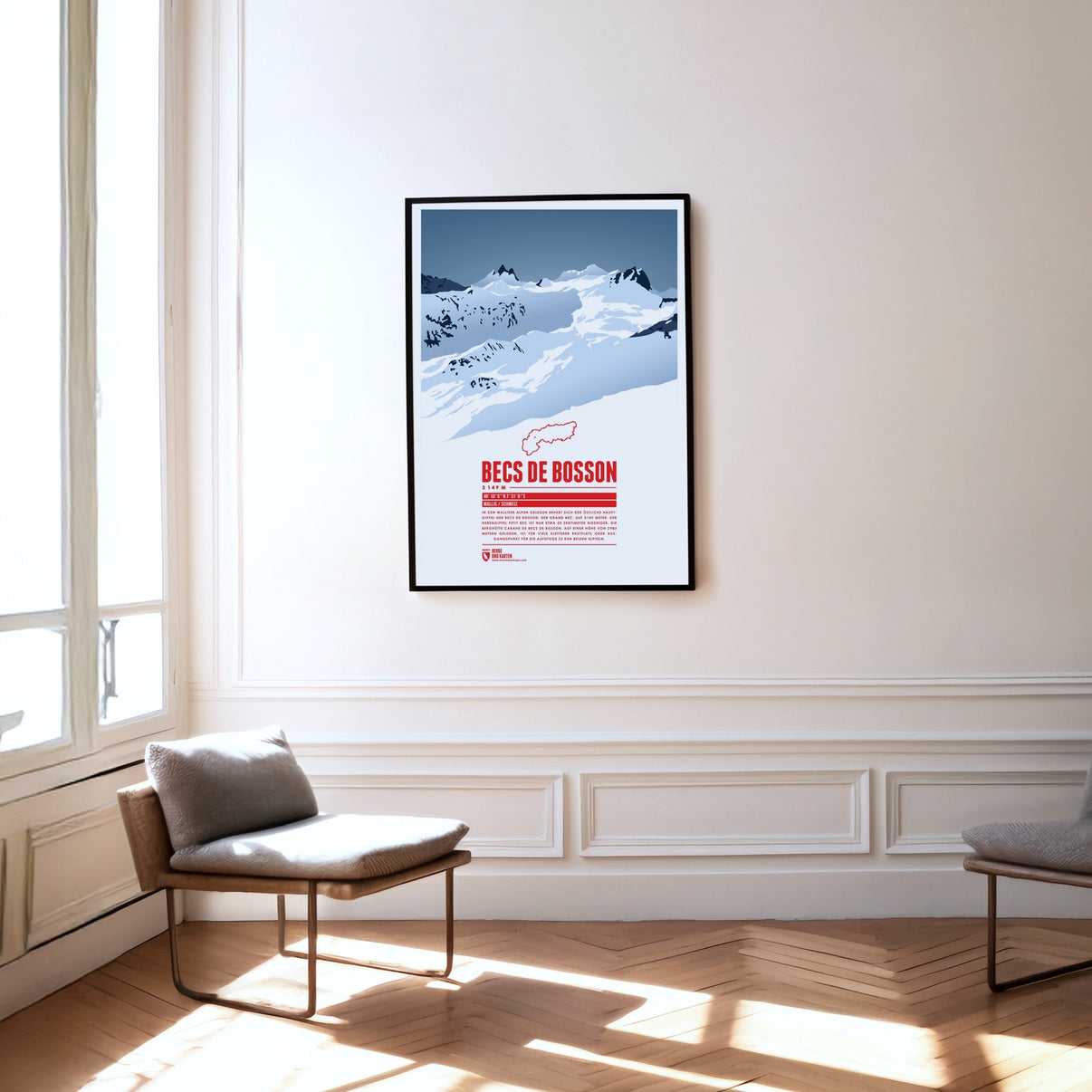 Becs de Bosson as a print hanging on a wall