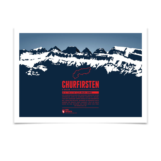 Churfirsten als illustrierter Druck von Marmota Maps (2306 m, Appenzeller Alpen)