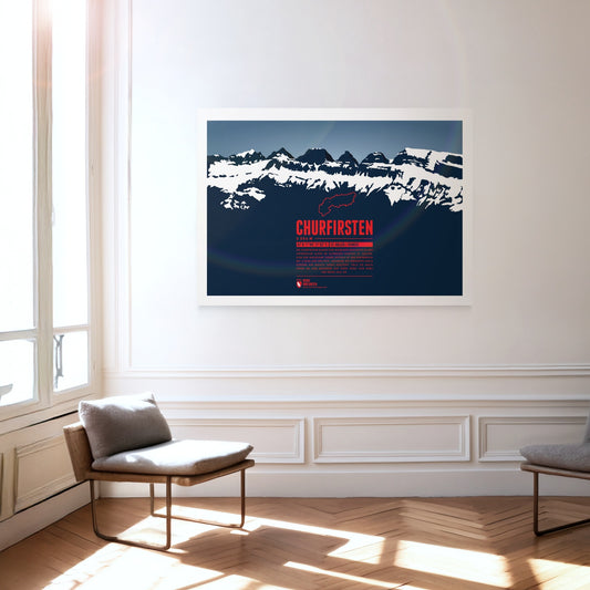 Churfirsten als Druck an einer Wand hängend