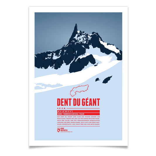 Dent du Géant als illustrierter Druck von Marmota Maps (4013 m, Grajische Alpen)