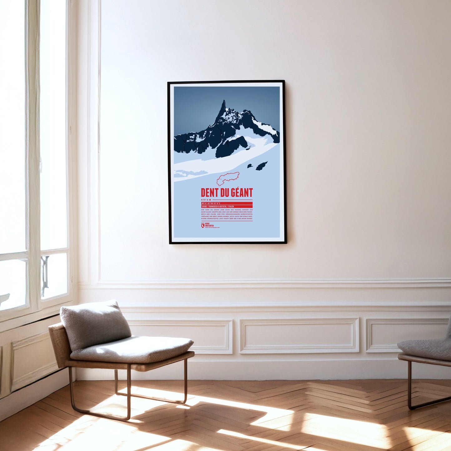 Dent du Géant als Druck an einer Wand hängend