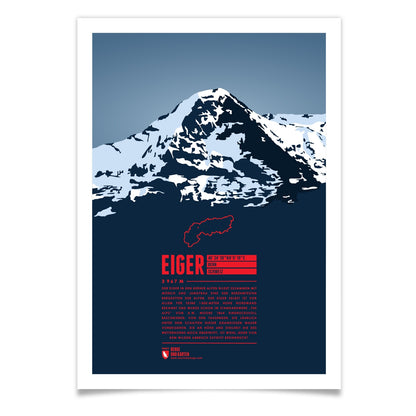 Eiger als illustrierter Druck von Marmota Maps (3970 m, Berner Alpen)