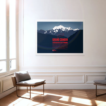 Grand Combin als Druck an einer Wand hängend