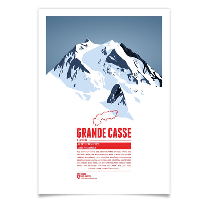 Grande Casse als illustrierter Druck von Marmota Maps (3855 m, Grajische Alpen)