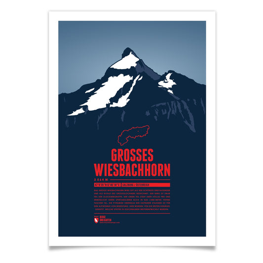Großes Wiesbachhorn als illustrierter Druck von Marmota Maps (3564 m, Hohe Tauern)