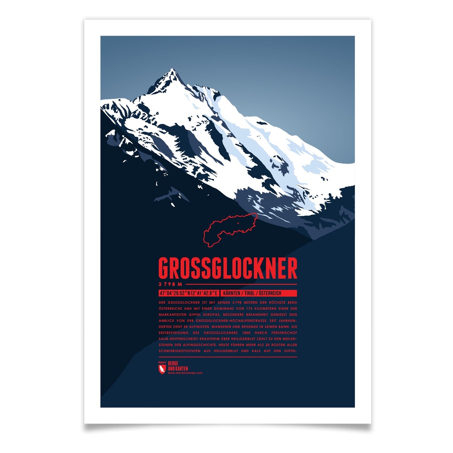 Großglockner (Ktn.) als illustrierter Druck von Marmota Maps (3798 m, Hohe Tauern)