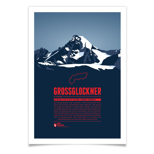 Großglockner (Tirol) als illustrierter Druck von Marmota Maps (3798 m, Hohe Tauern)