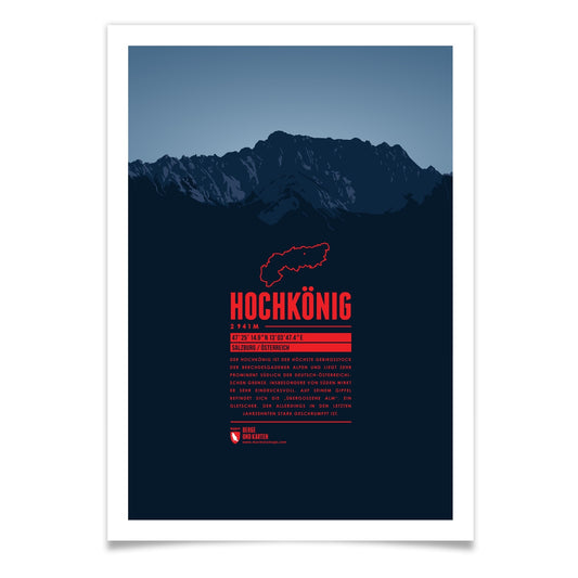 Hochkönig als illustrierter Druck von Marmota Maps (2941 m, Nördliche Kalkalpen)
