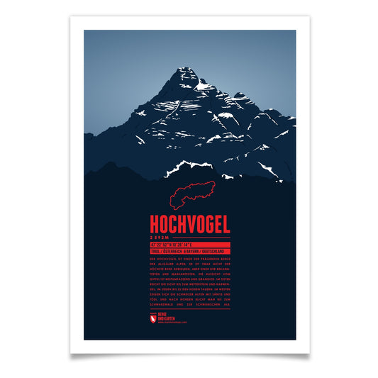 Hochvogel als illustrierter Druck von Marmota Maps (2592 m, Allgäuer Alpen)
