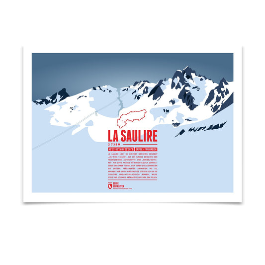La Saulire als illustrierter Druck von Marmota Maps (2738 m, Grajische Alpen)