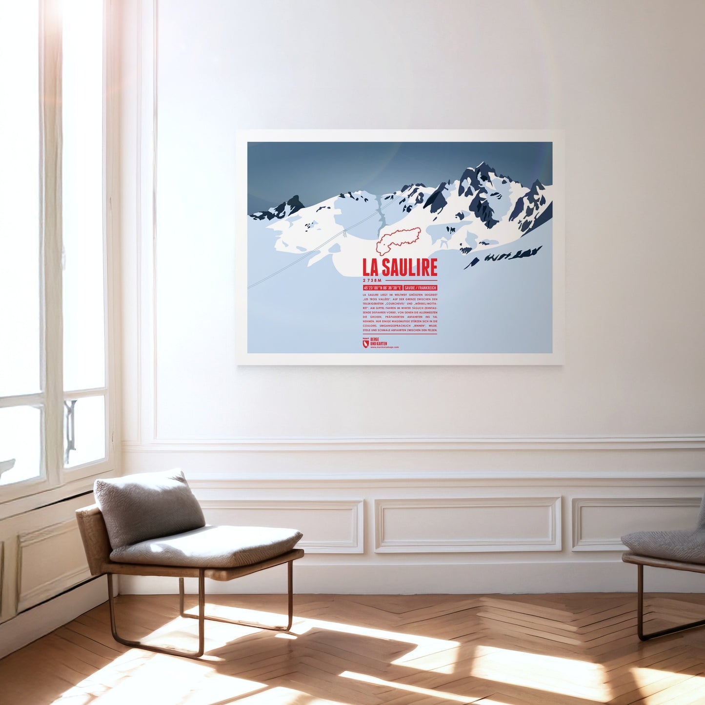 La Saulire als Druck an einer Wand hängend