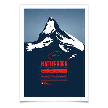 Matterhorn als illustrierter Druck von Marmota Maps auf Papier (4478 m, Walliser Alpen)