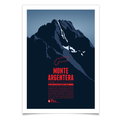 Monte Argentera als illustrierter Druck von Marmota Maps (3297 m, Seealpen)