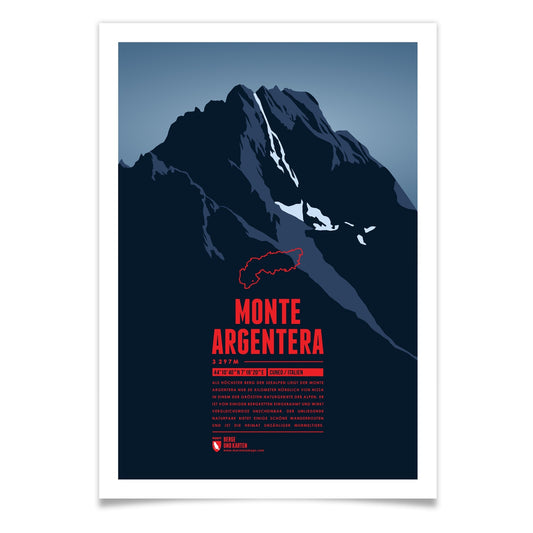 Monte Argentera als illustrierter Druck von Marmota Maps (3297 m, Seealpen)