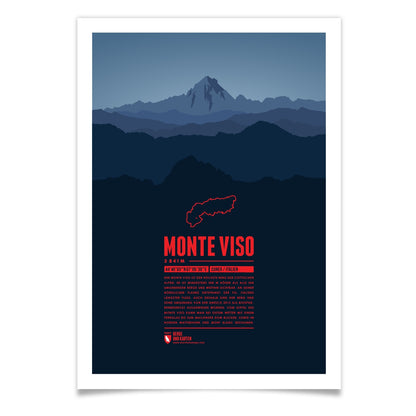 Monte Viso als illustrierter Druck von Marmota Maps (3841 m, Cottische Alpen)