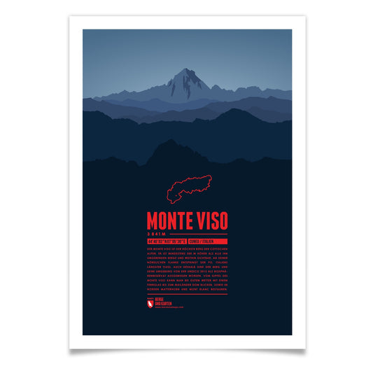Monte Viso als illustrierter Druck von Marmota Maps (3841 m, Cottische Alpen)