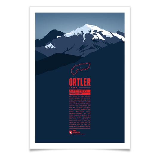 Ortler als illustrierter Druck von Marmota Maps (3905 m, Südliche Kalkalpen)
