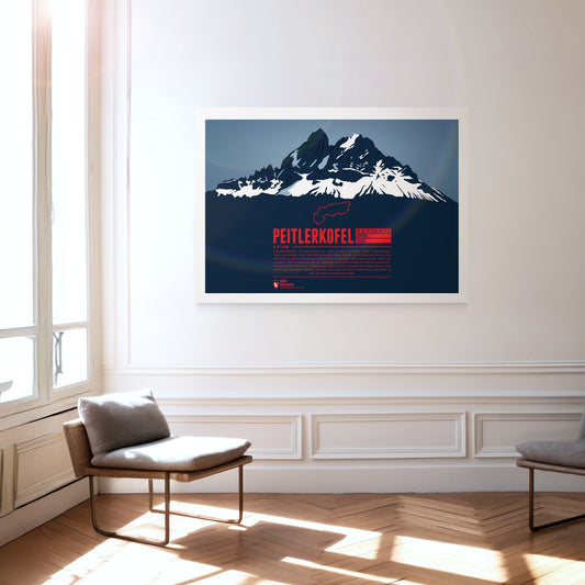 Peitlerkofel as a print hanging on a wall
