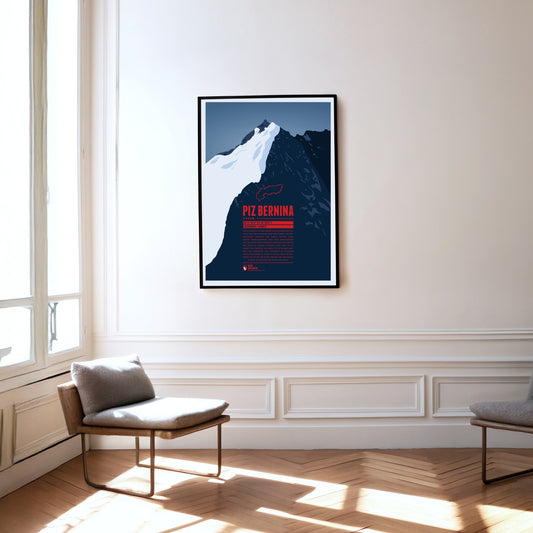 Piz Bernina as a print hanging on a wall