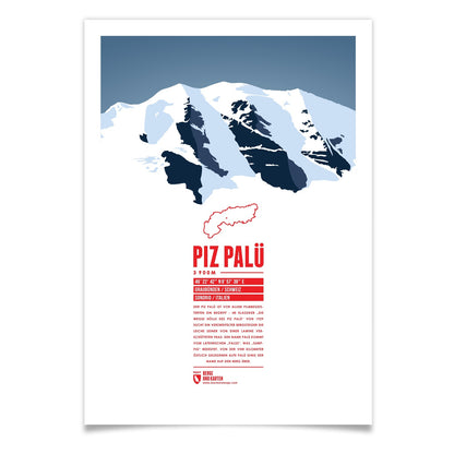 Piz Palü als illustrierter Druck von Marmota Maps (3900 m, Berninagruppe)
