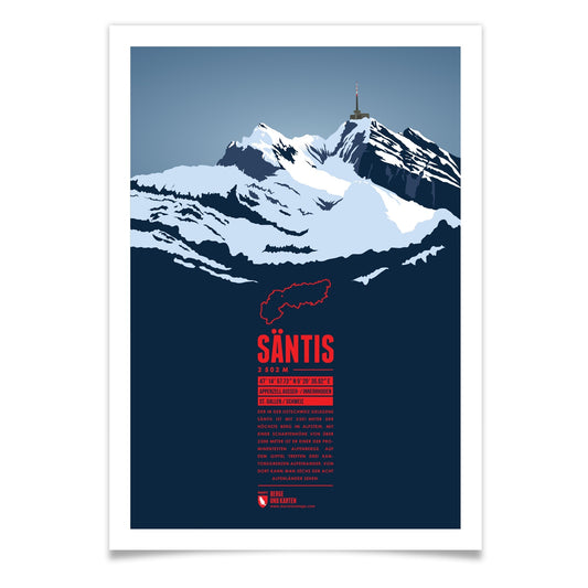 Säntis als illustrierter Druck von Marmota Maps (2502 m, Appenzeller Alpen)